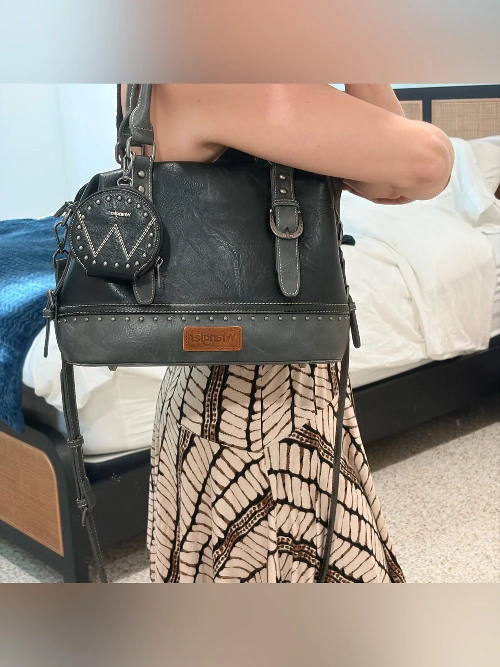 Wrangler Black and Charcoal purse with Detachable Coin Pouch and crossbody strap